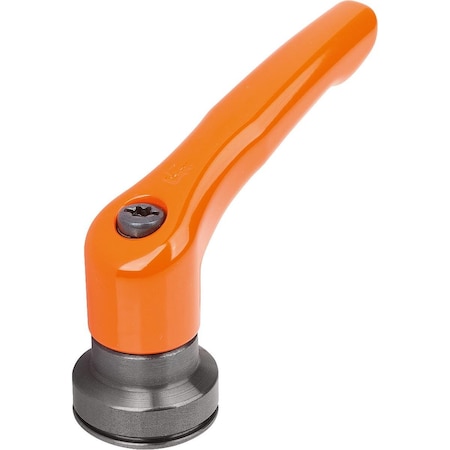 Adjustable Handle W Clamp Force Intensif Size:3 M10, Zinc Orange Ral2004, Comp:Steel Black Oxidized